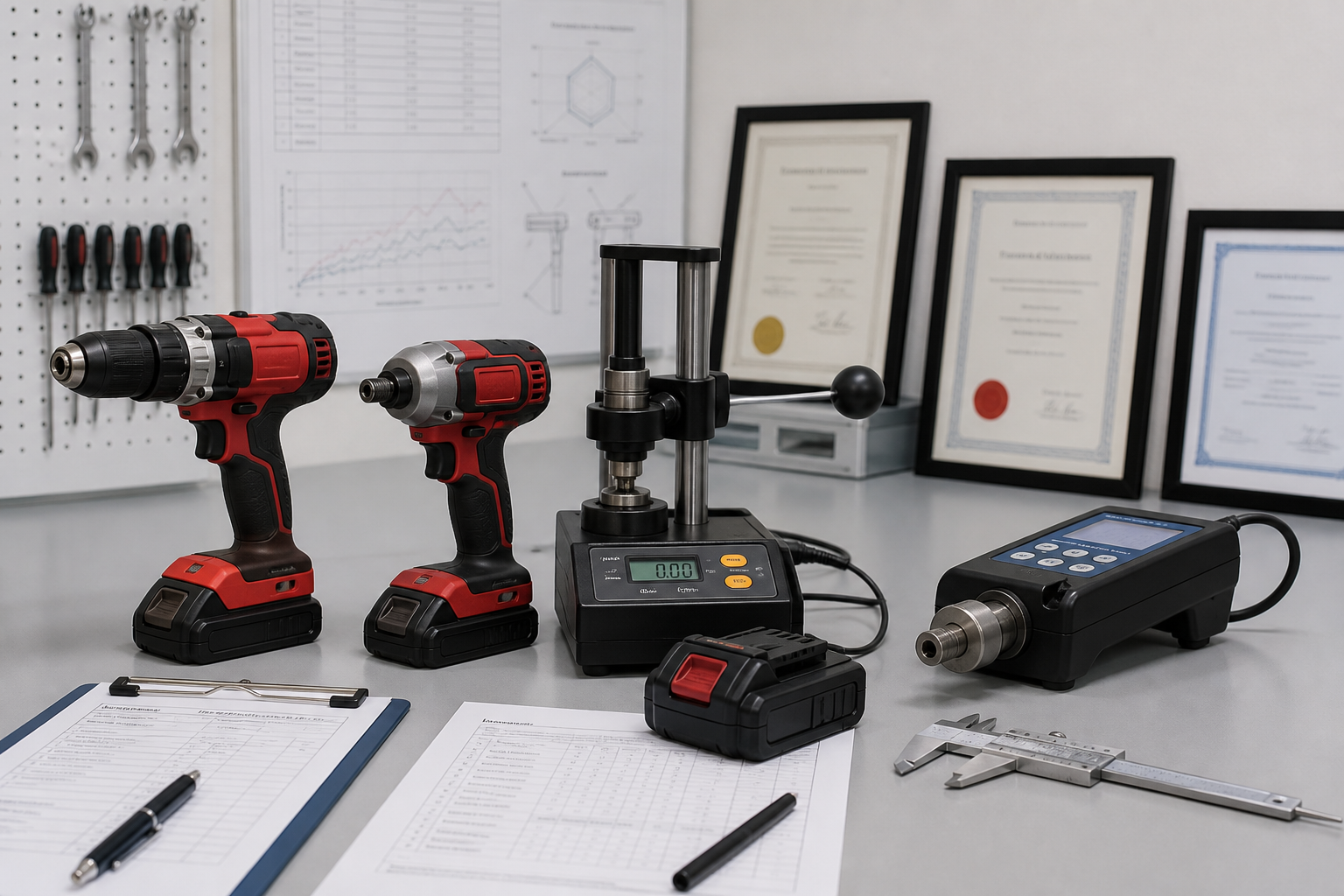 Power tool quality testing and certificates